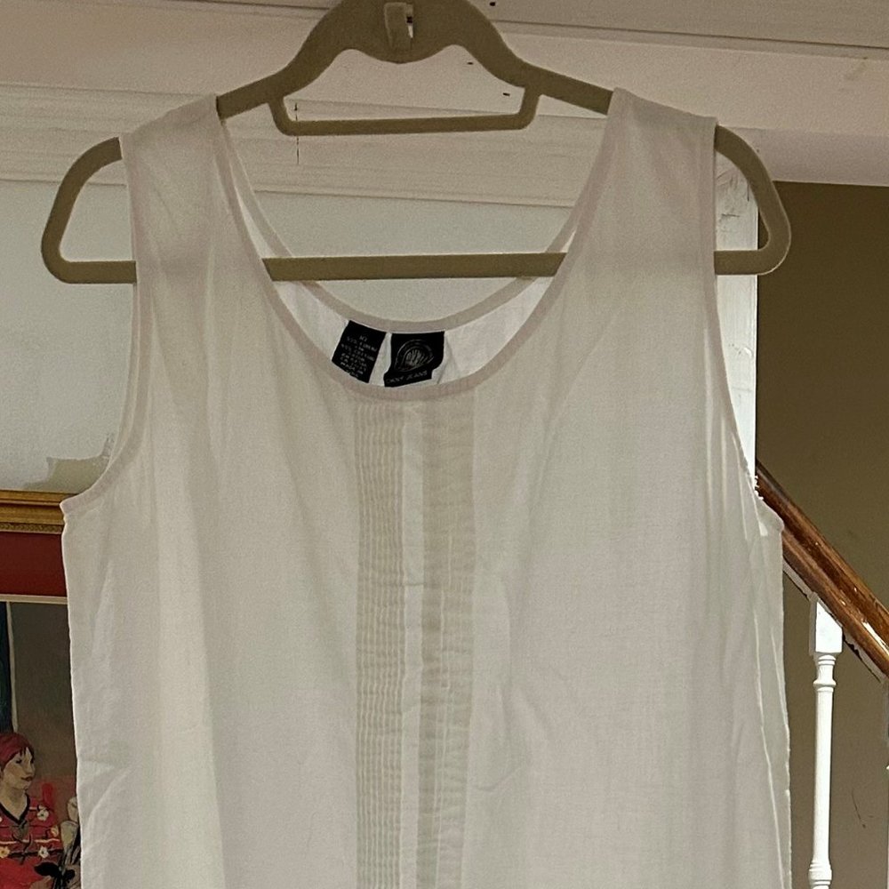 EUC DKNY WHITE LINEN AN COTTON SLEEVELESS MAXI DRESS